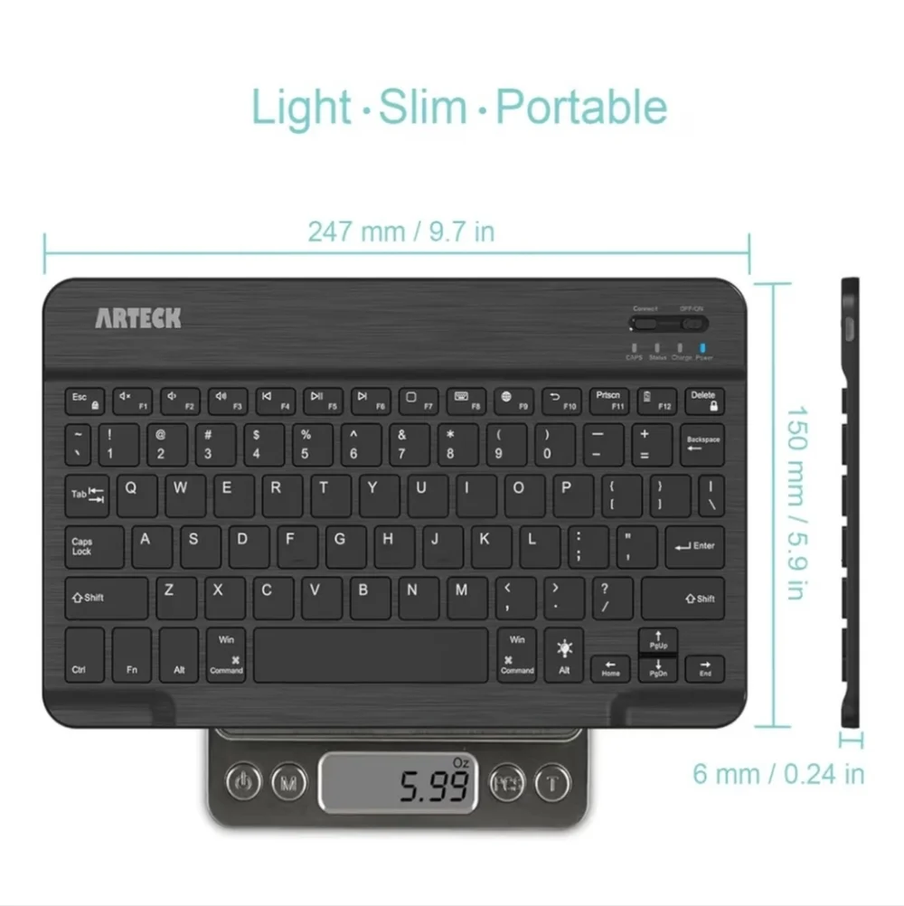 Arteck Black Wireless Keyboard Bluetooth